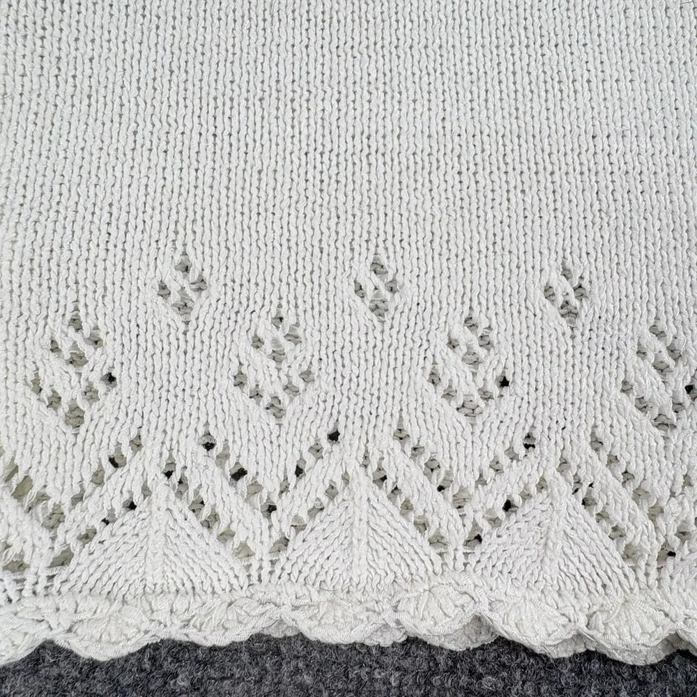 Vintage 90s Coldwater Creek Cardigan Sweater Woman L Ivory Openwork Knit Cottage